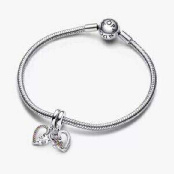 Pandora Puzzle Piece Hearts Splittable Friendship Dangle Charm - Picture 4 of 4